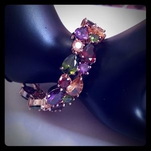 Italian Zircon Bracelet, 7.5", Platinum Plated,New